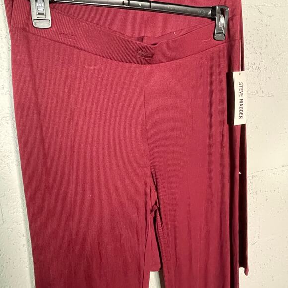 Steve Madden Women's Ribbed Sleep Tee/pants set - Zinfande XL - Picture 5 of 11